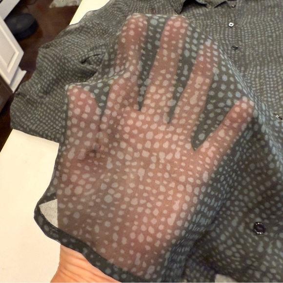 Eileen Fisher Women’s Button Down 100% SILK Blouse Black/gray Sheer Sz S - Picture 2 of 7